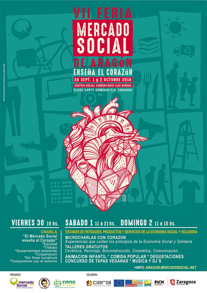 Cartel Feria Mercado Social Aragón 2016
