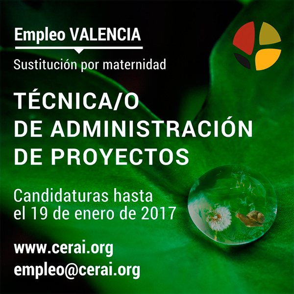 Empleo CERAI Valencia: Técnica/o de Administración de Proyectos